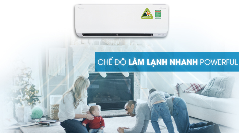 Chế độ làm lạnh nhanh Powerful ​- Điều hòa 2 chiều Daikin Inverter 8500 BTU FTHF25RAVMV