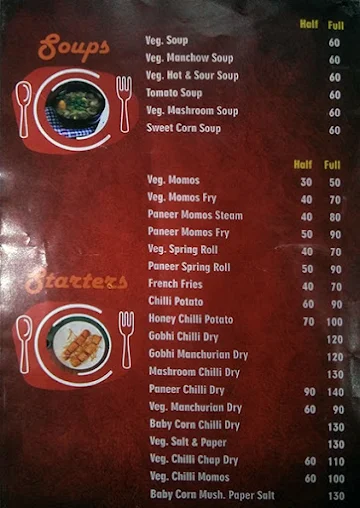 Red Chilli Chinese menu 