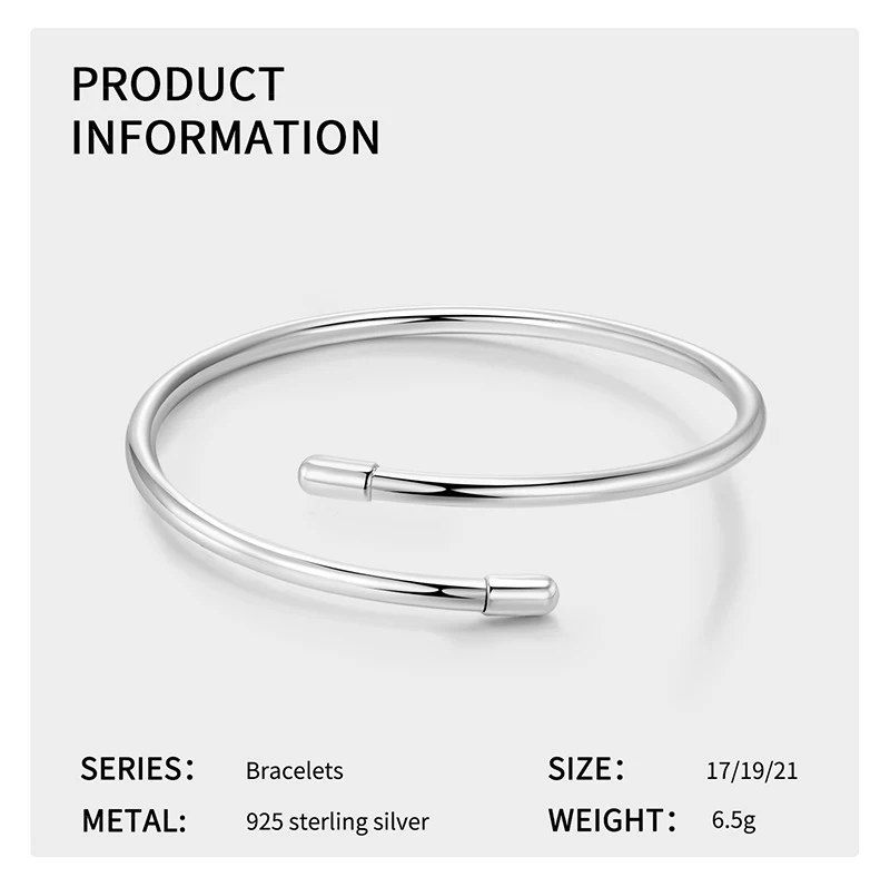 S925 Puna Sterling Srebrna Podesiva Narukvica 3mm Glatka Osnova, elegantan nakit za svaku priliku.