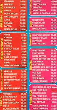 Sham's Hotel menu 1