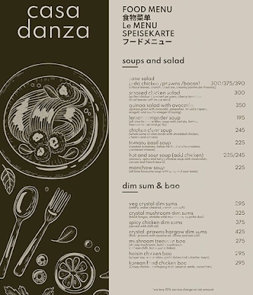 Casa Danza menu 