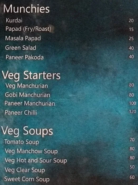 Hotel Gavraan menu 