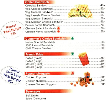 Hutkar Burger and Ice Creams menu 