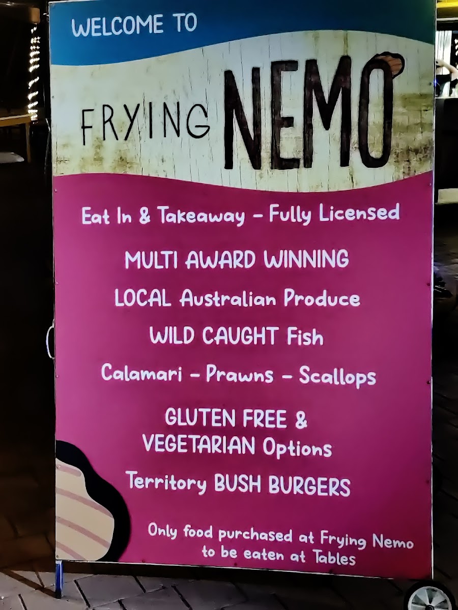 Frying Nemo Fish and Chips gluten-free menu