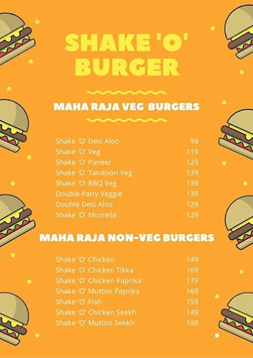 Shake O Burger menu 