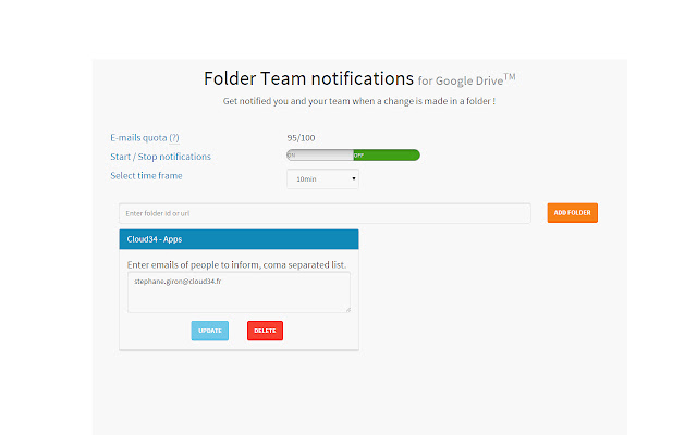 Folder Team Notifications for Google Drive™ chrome extension