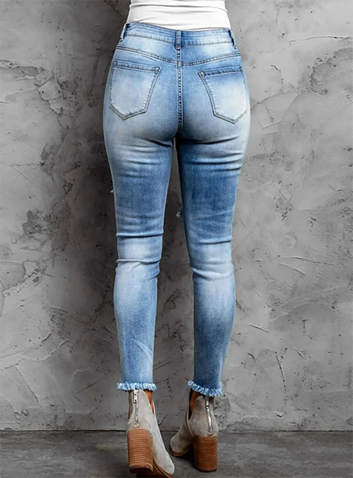 Women's Denim Trousers with Burrs and Tassels, offering a stylish and comfortable fit, perfect for casual wear and every