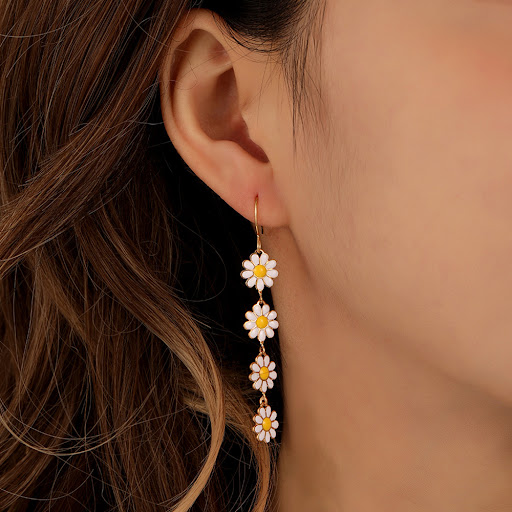 Title 1, Sweet Idyllic Fresh Little Daisy Drop Oil Earri...