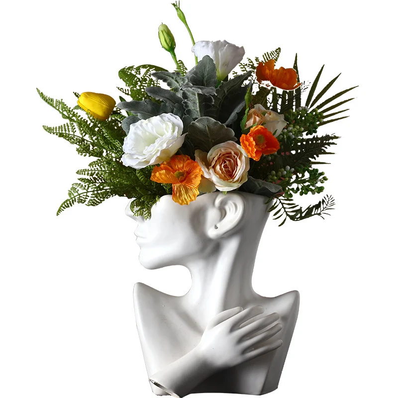 Title 3, Nordic Ceramics Vase Human Head Abstract Half B...