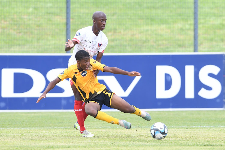 Neo Bohloko of Kaizer Chiefs and Sibulele Mekuto of Chippa United during the DStv Diski Challenge match between Kaizer Chiefs Reserves and Chippa United Reserves at Tsakane Stadium on January 13, 2024 in Brakpan