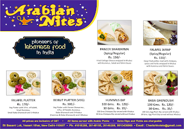 Arabian Nites menu 