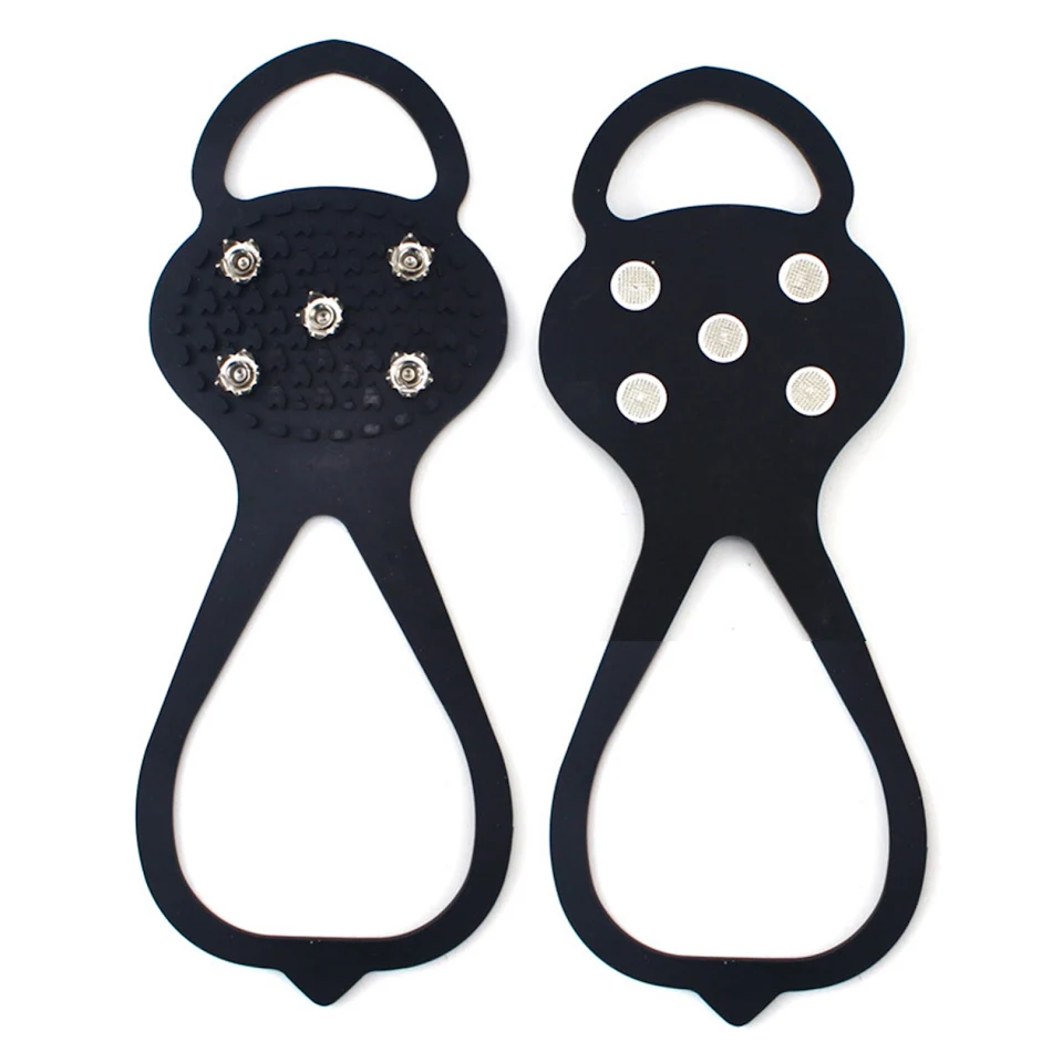 Crampons Unisex 5 Dents pour Chaussures, Antidérapants pour Neige, Crampons à Pointes pour Randonnée et Escalade