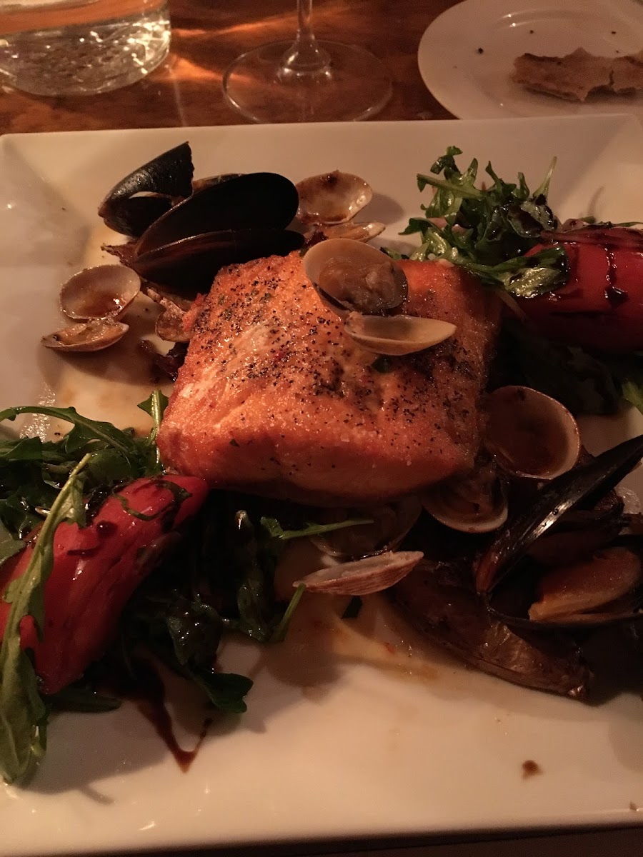 Arctic char with clams and mussels