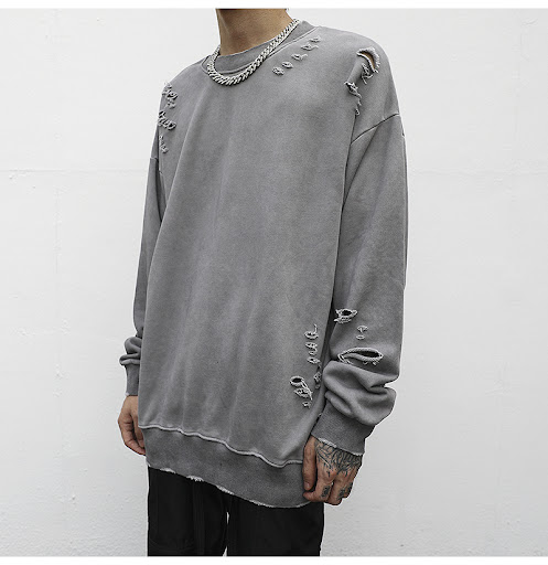 Title 1, Pamuklu havlu kumaş drape sweatshirt, yumuşak v...