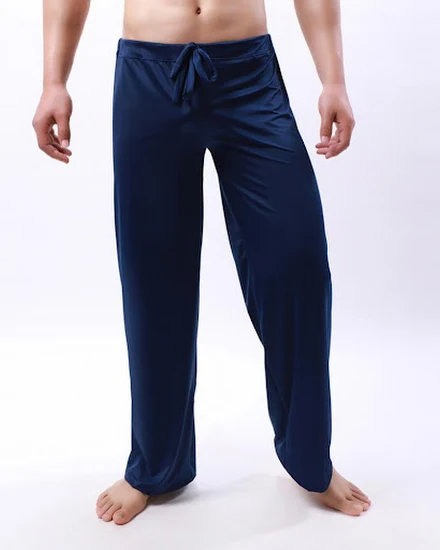 Men Yoga Pants Low Waist Drawstring Straight Loose Pajama... - 1