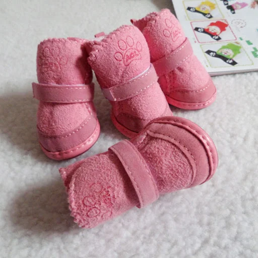 4pcs/set Pet Dog Shoes Winter Warm Shoes for Small Medium Dogs Anti-slip Puppy Rain Snow Boots Footwear Cat Dog Walking 