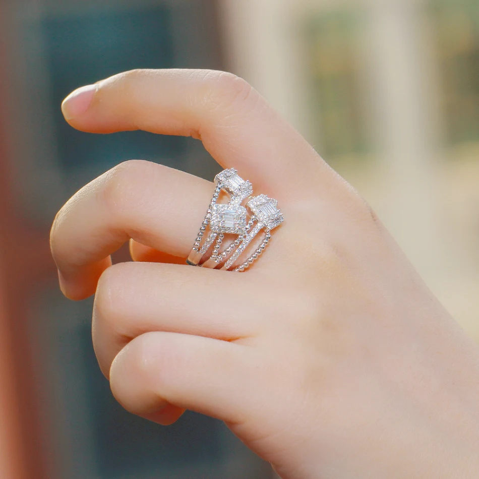 Micro Inlay AAA Zirkoon Holle Ring Hand Sieraad Elegante Ring voor Vrouwen Uniek Design Schitterend Cadeau Perfect Accessoire
