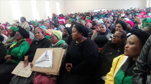 Cacadu Hall packed with supporters listen to the woman speak out for the first in public Picture: THIMBLE SOQGOLANA