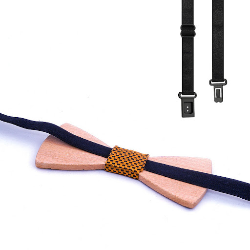 Title 1, Christmas gift elk design wooden bow tie. A uni...