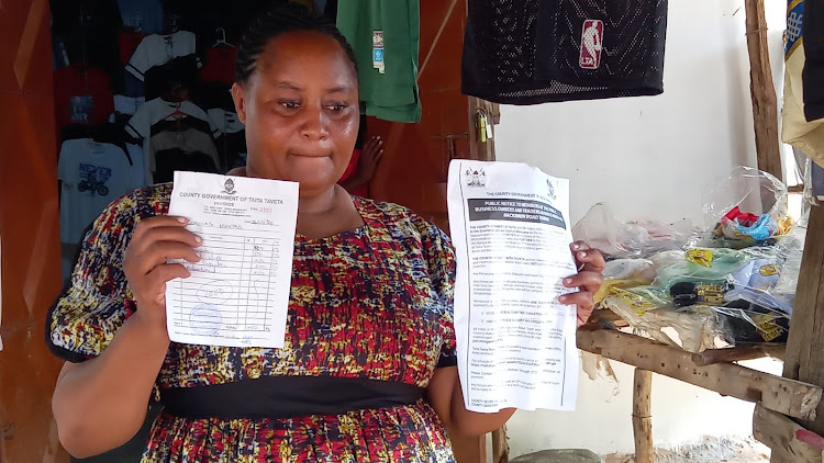 A businesswoman Nduku Munyao shows invoices from Taita-Taveta at Mackinnon in Kwale county on Friday, April 26, 2024.