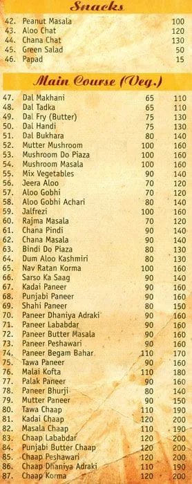 Tawa N Tandoor menu 