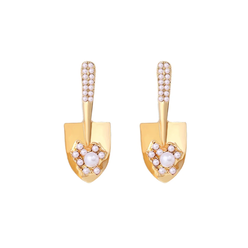 Kleine schep-oorbellen met ingelegde parels van legering, subtiele glamour en stijlvol design. Perfect voor dagelijks gebruik, elegantie voor elke gelegenheid.
