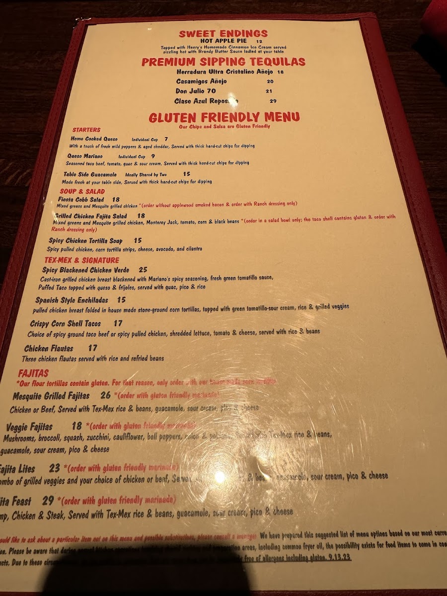 The GF menu