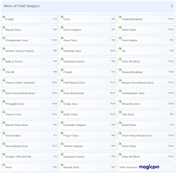 Hotel Surguru menu 