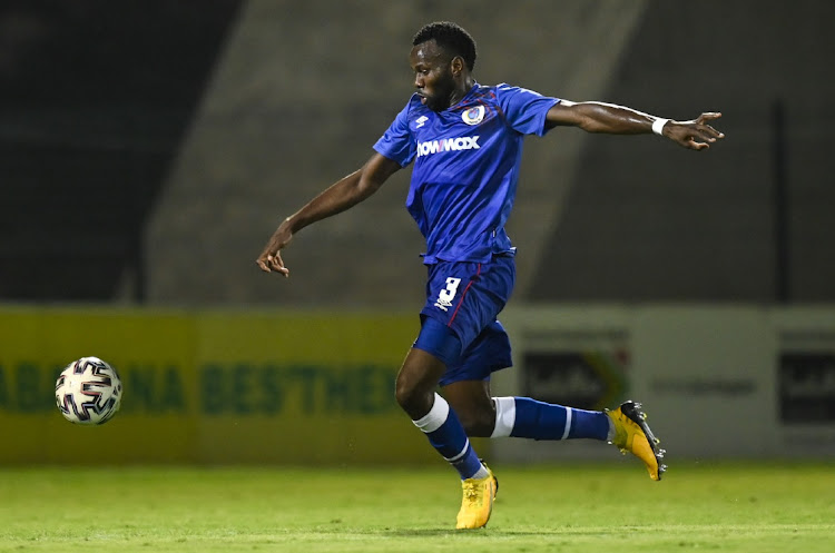 Bongani Khumalo of Supersport United during the DStv Premiership 2020/21 game between Golden Arrows and Supersport United at Sugar Ray Xulu Stadium in Durban on 28 October 2020.