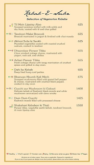 Baluchi, The Lalit menu 3