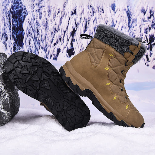 Title 19, Mens Thick-soled Fleece-lined High-top Boots f...