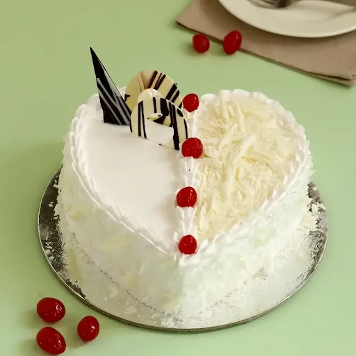 White Forest Cake Heart Shape Cake