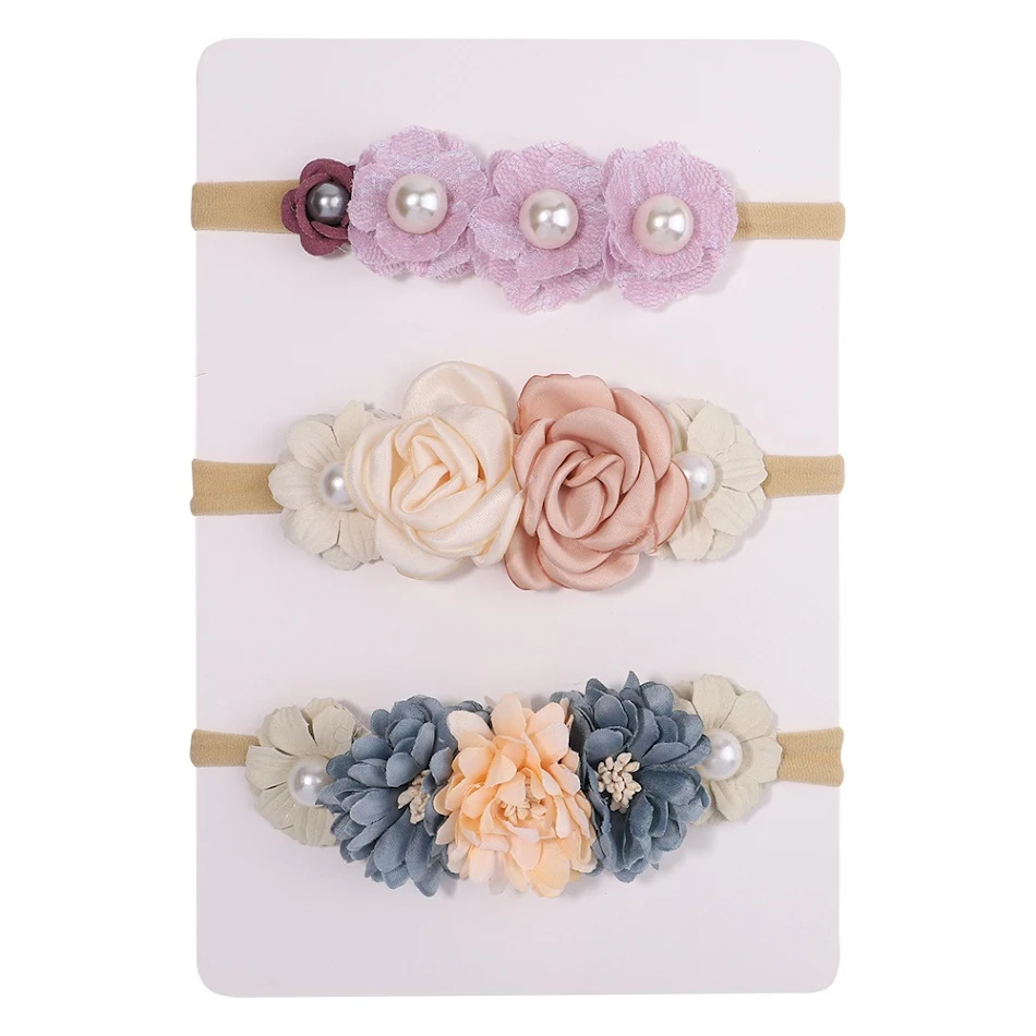 Serre-tête nylon fin pour filles, orné de fleurs, accessoire cheveux doux et léger, idéal pour coiffures élégantes