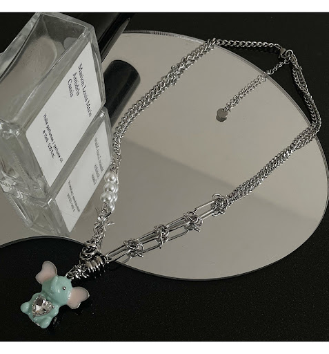 Title 4, Love Elephant Stitching Pearl Necklace for wome...