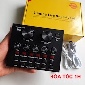 Sound Card V8 Bluetooth Thu Âm Livestream Nghe Nhạc Vỏ Vàng