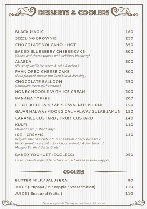 Saaga - The Royale Senate Hotel menu 