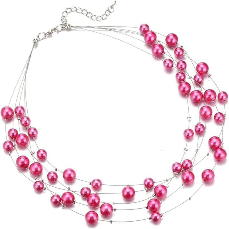 Colar de pérolas multicamadas Design sofisticado luxuoso entrada francesa elegância e requinte para looks especiais.