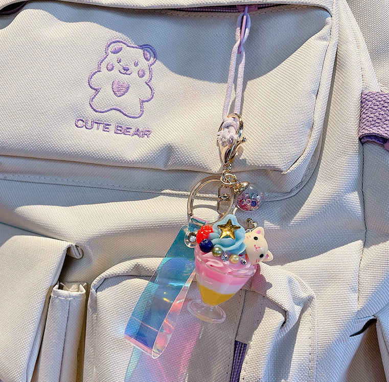 Title 2, Nouveau Pendentif Porte-clés Crème Glacée Anima...