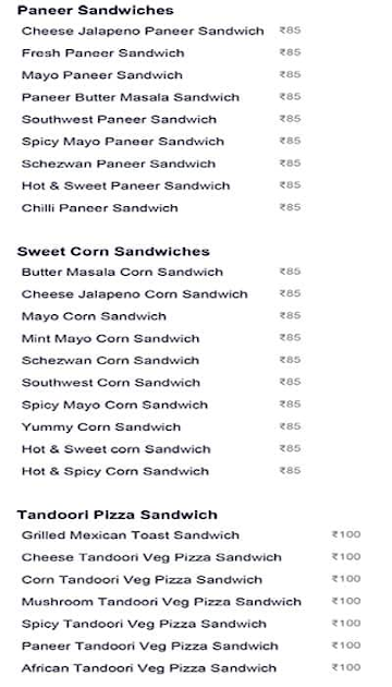 The Sandwich Station menu 