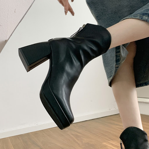 Title 3, High Heel Ankle Boots with Chunky Heel, Square ...