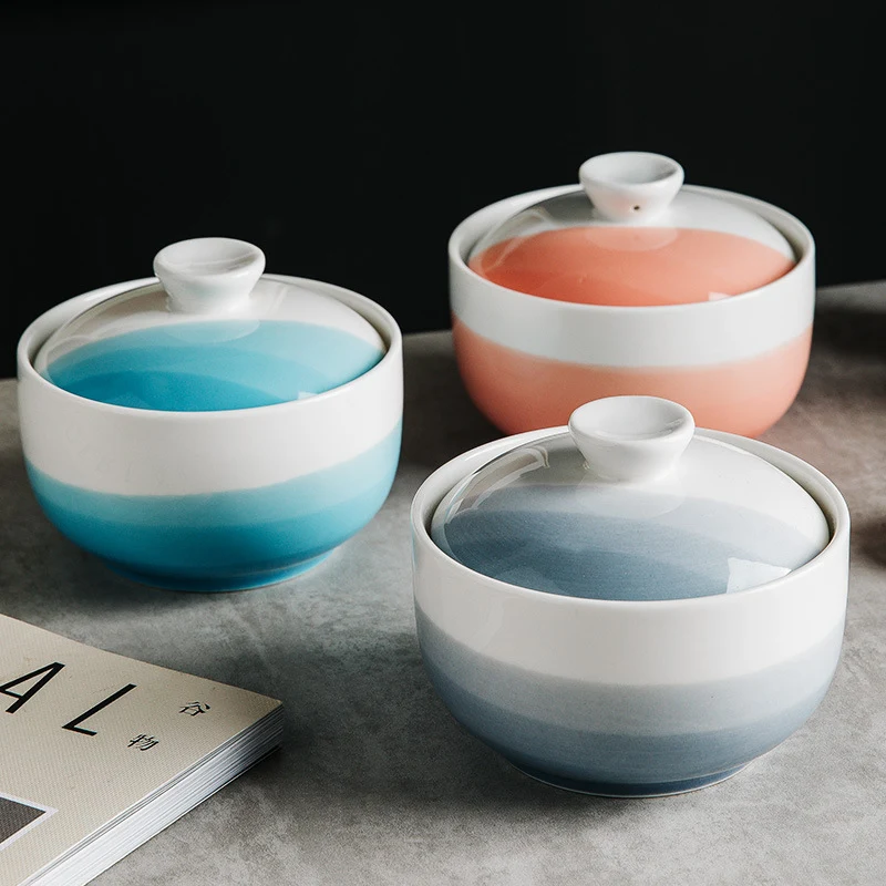 Bol à soupe créatif en céramique étanche avec couvercle Savourez votre soupe préférée. Parfait pour la maison, le bureau et les repas en extérieur