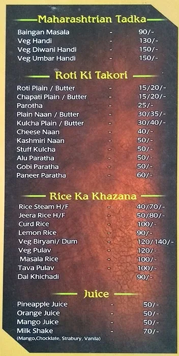 New Prachi Pure Veg menu 