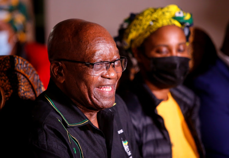 Jacob Zuma addresses the media at his home in Nkandla, on July 4, 2021. Picture: REUTERS/Rogan Ward