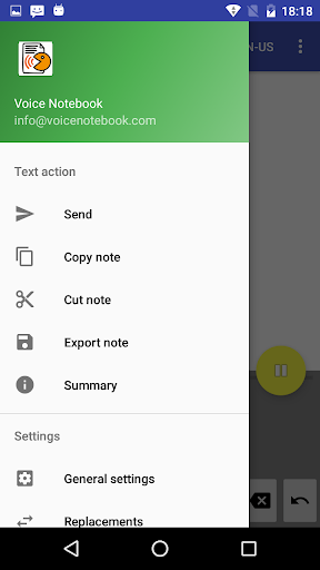 Screenshot Voice Notebook speech to text