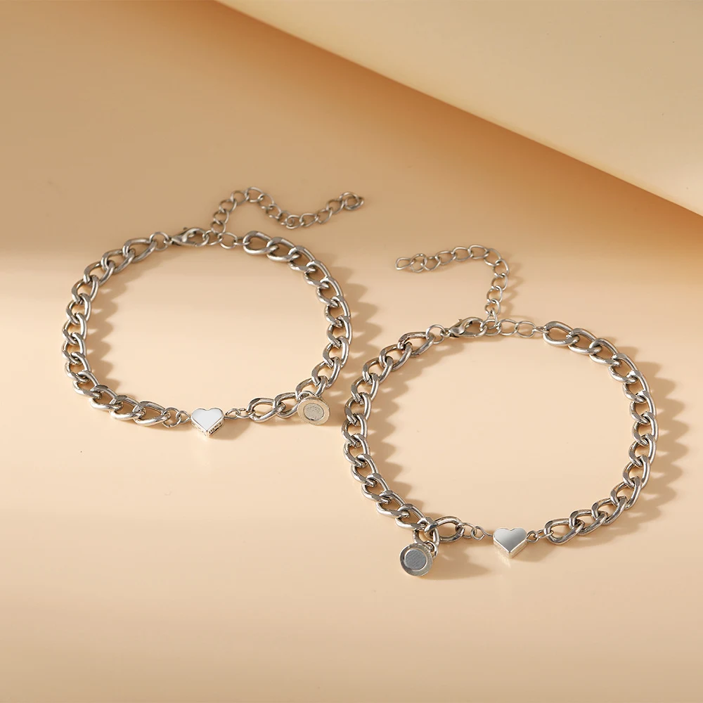 Title 1, Alloy magnetic suction love bracelet for couple...