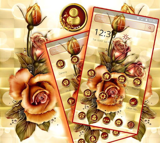 Golden Rose Shiny Flower Launcher Theme ?
