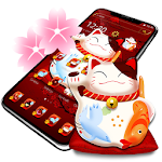 Cute Fortune Beckoning Lucky Cat Theme Apk