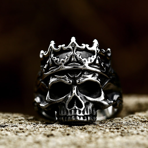 Title 4, Punk Titanium Steel Skull Crown Ring