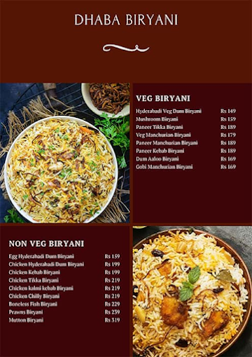 Dhaba Biryani menu 