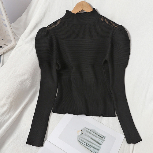 Title 5, Design Sense Niche Puff Sleeves Slimming Fall W...